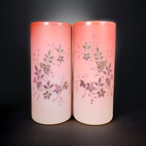 Vintage Pink Satin Glass Vases
